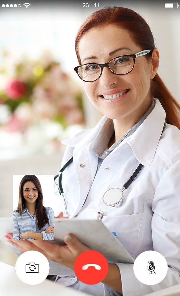 Video call female doctor attending happy patient - Virtual Docs Online